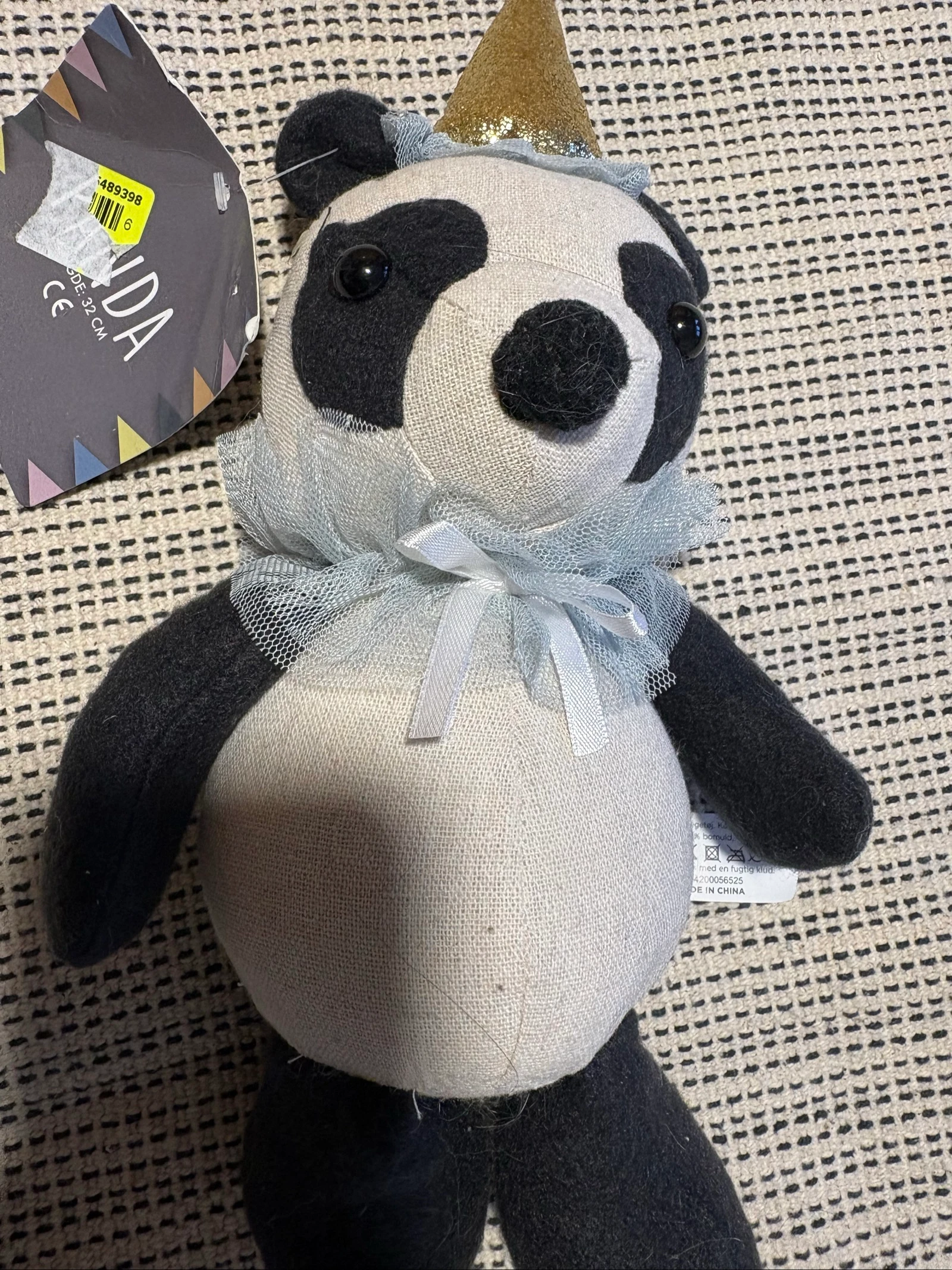 Butée de porte ours panda en tissu décorative 32 cm neuve avec étiquette cale porte porte stop door – photo 2